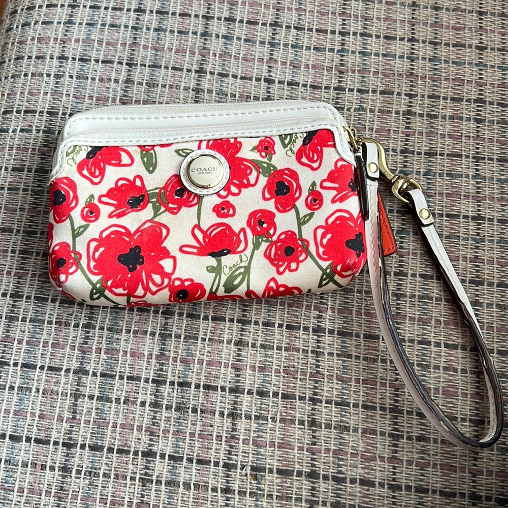 Coach Poppy flower print wristlet